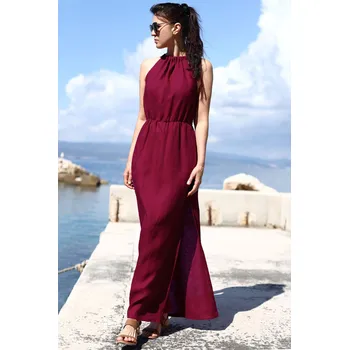 Dámské šaty Lotika Maxi šaty s rozparkem ze 100% lnu 1102022