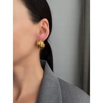 Náušnice Náušnice z chirurgické oceli pozlacené 14karátovým zlatem - Velká srdce