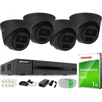 Bezpečnostní kamera MONITOROVACÍ SADA 4MPx 5 KAMER IPC-T241H-C ČERNÁ POE HILOOK BY HIKVISION