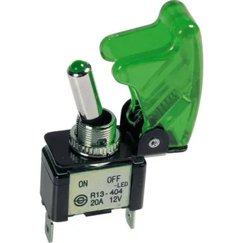 Spínač páčkový 12 V 20 A zelený č10