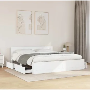 Postel vidaXL Rám postele s čelem bez matrace 200x200 cm [3295540] Barva: Bílá