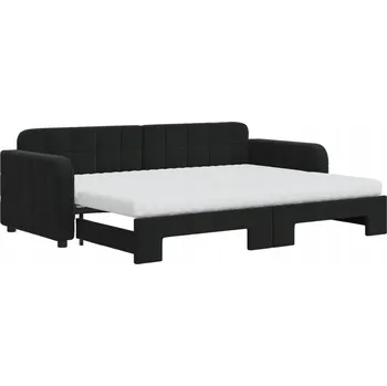 Pohovka Černá rozkládací lenoška 2 v 1 s matracemi 223 x 91 x 71 cm