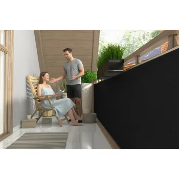 Krycí plachta Balkonová ratanová zástěna MALMO, černá, výška 110 cm šířka různé rozměry 1300 g/m2 MyBestHome Rozměr: 110x100 cm