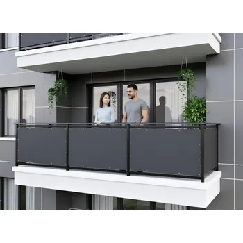 Krycí plachta Balkonová zástěna OSLO grafitová, výška 100 cm, šířka různé rozměry MyBestHome Rozměr: 100x700 cm rozteč 50 cm