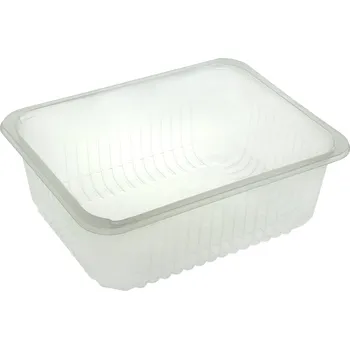 Jednorázové nádobí Miska zatavovací PP 227x177x100mm 1-dílná / 2700ml transparentní žebrovaná - 380 ks
