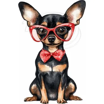 Textilní nažehlovací páska Dante Nažehlovačka Krysařík brýle srdce - 4 x 6 cm