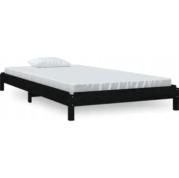 Postel Černá postel stohované z masivního borovicového dřeva 206,5 x 86,5 x 22 cm