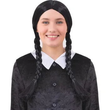 Karnevalová paruka Party paruka s dlouhými copánky černá