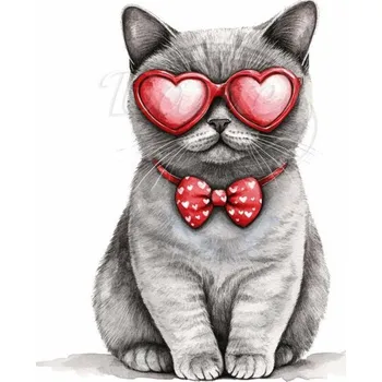 Textilní nažehlovací páska Dante Nažehlovačka Zamilovaná Britská kočka - 6 x 6 cm