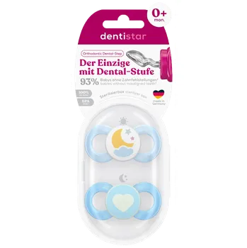 Dentistar ortodontické dudlíky 0-6 měsíců, modré