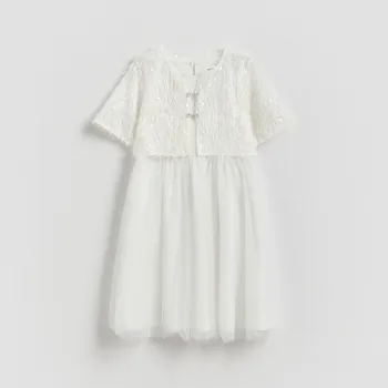 Dětská móda Reserved - GIRLS` DRESS - bílá - 354IB-00X - 354IB-00X-146