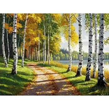 Diamantové malování Diamantové malování - Podzimní břízky (60x80)