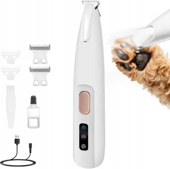 Kosmetika pro psa Zastřihovač chloupků pro psy na tlapky s LED, bezdrátový strojek na srst pro kočky