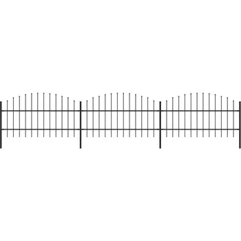 Plot Zahradní plot s kopím nahoře ocelový 537 x 100 cm černý - 8719883714431