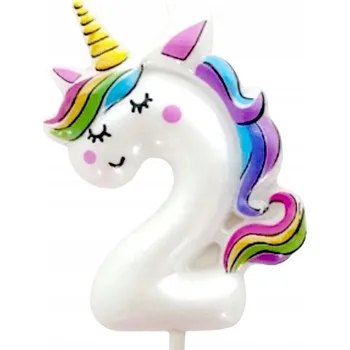 Dortová svíčka Na dort svíčka číslice jednorožec narozeniny magický pegas číslice 2