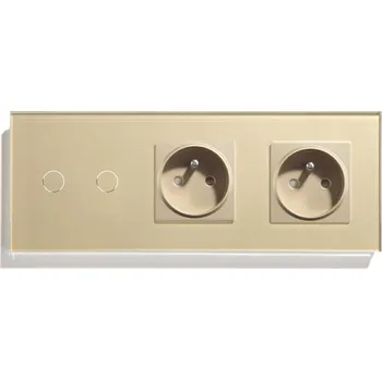 vypínač DOTYKOVÝ DVOJITÝ VYPÍNAČ 2K SCHODIŠŤOVÝ + 2x ZÁSUVKA SKLENĚNÝ VYPÍNAČ