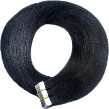 Příčesek TAPE IN vlasy Premium 50 cm – 20 pásků, 50 g, černá, pravé indické vlasy