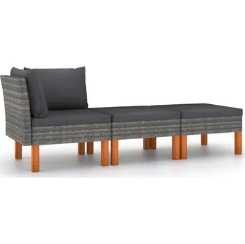 Zahradní sestava 3dílná zahradní sedací souprava polyratan a masivní eukalyptus - 8720286208199