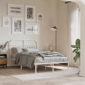 Postel Kovový rám postele s čelem bílý 120 x 200 cm - 8721102645365