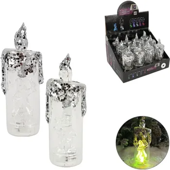 Bytová dekorace LED sloupová svíčka SANTA 16 cm transparentní - více variant