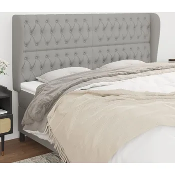 Čelo postele typu ušák světle šedé 203x23x118/128 cm textil - 8720287261780