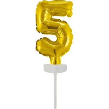 Přisada na vaření a pečení Fóliový balónek zlatý mini - zápich do dortu číslo 5 - Amscan | Cukrářské potřeby
