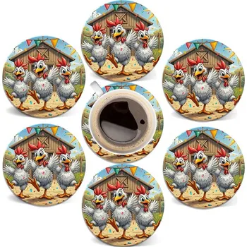 BAF Tácek - podložka pod nápoje Rozdováděná drůbež 6 kusů