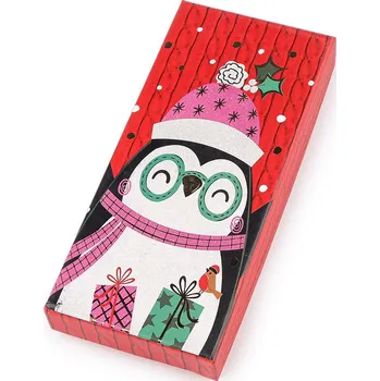 Vánoce Vánoční dárková krabička s jmenovkou, ideální na bankovky Varianta: 1 červená tučňák, Balení: 1 ks