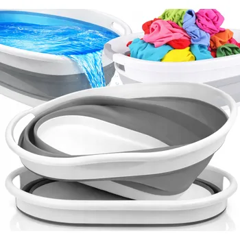 Koš na prádlo SPI 55 skládací silikonový oválný bílý 25 l