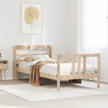 Postel vidaXL Rám postele s čelem 90 x 190 cm masivní borovice [3306696] Barva: Hnědá