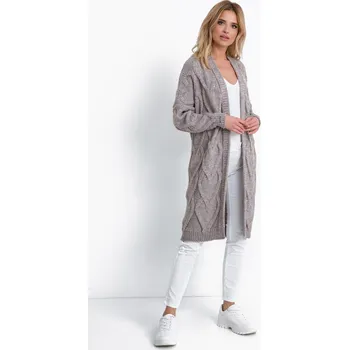 Dámský svetr TopMode Pohodlný dlouhý vlněný kardigan 860639