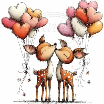 Textilní nažehlovací páska Dante Nažehlovačka Srnky a balónky - 12 x 12 cm