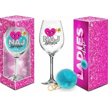 Sklenice SKLENICE NA VÍNO XXL S BAMBULÍ A KLÍČENKOU V OZDOBNÉ KRABIČCE S DÁREK