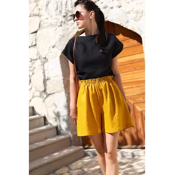 Dámské kraťasy Lotika Lněné dámské kraťasy Lotika v sukňovém střihu 1129758