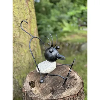 Zahradní dekorace Kovaný pták na houpačce (s čírem)