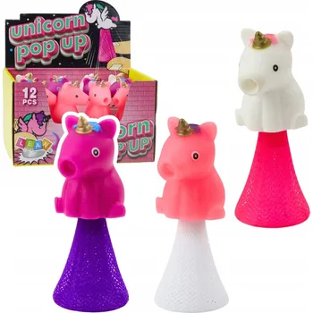 Figurka SKÁKAJÍCÍ JEDNOROŽEC NA PRUŽINĚ HRAČKA POP UP FIGURKA ANTISTRESOVÁ