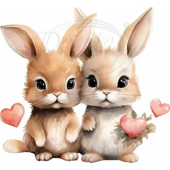 Textilní nažehlovací páska Dante Nažehlovačka Zamilovaní zajíčci - 6 x 6 cm