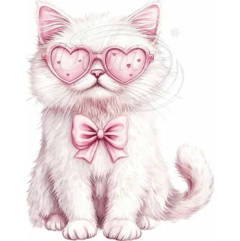 Textilní nažehlovací páska Dante Nažehlovačka Bílá zamilovaná kočka - 5 x 6 cm