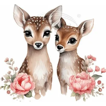 Textilní nažehlovací páska Dante Nažehlovačka Srnky z lásky - 6 x 6 cm