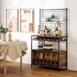 Kuchyňský stojící regál s 5 S-háčky, 96,5 x 38 x 165 cm | rustikálně hnědý