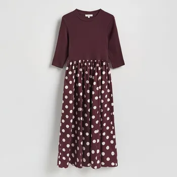 Dámské šaty Reserved - Bavlněné midi šaty - mahagonová - 480IY-93P - 480IY-93P-XS
