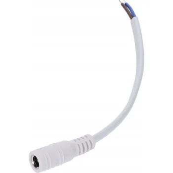 DC konektor 5.5x2.1 5A s kabelem, bílý, délka 15 cm, 18AWG