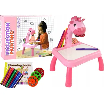 Magnetická kreslící tabulka TABULE PROJEKTOR PRO VÝUKU KRESLENÍ DINOSAURUS RŮŽOVÁ MAZACÍ TABULKA