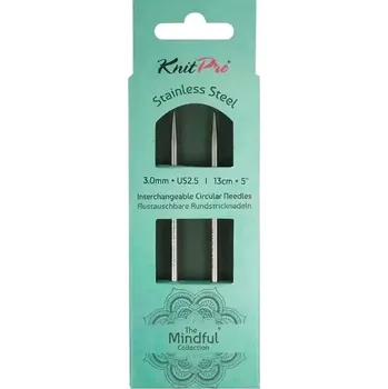 KnitPro Mindful výměnné jehlice 13Cm 3mm (KnitPro Mindful Normal IC Interchangeable Needles 13Cm 3mm)
