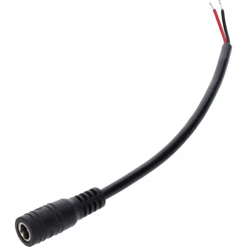 DC napájecí zásuvka 5.5x2.1 3A, černý kabel, délka 15cm, 22AWG