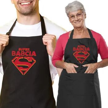 Kuchyňská zástěra Černá kuchyňská zástěra ideální jako dárek "Super Babička"