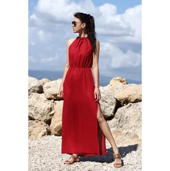 Dámské šaty Lotika Maxi šaty s rozparkem ze 100% lnu 1102017