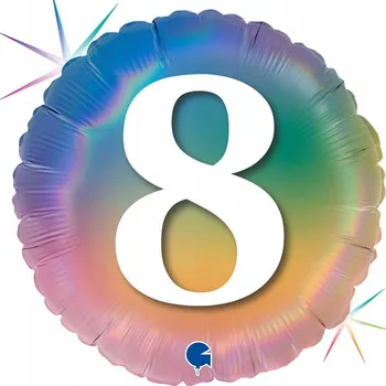 Balónek Fóliový balón 8 narozeniny duhový 46cm