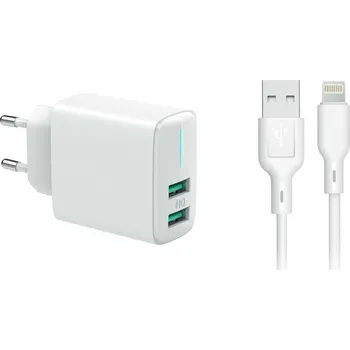 USB hub Adaptér - USB nabíječka do zásuvky s výstupem 2xUSB 2,4A + Kabel Iphone