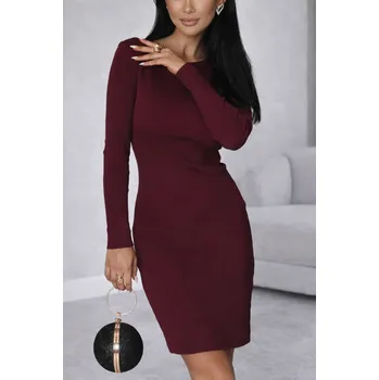 Dámské šaty vypasované šaty po kolena NOLIA Barva: Bordová, Velikost: M